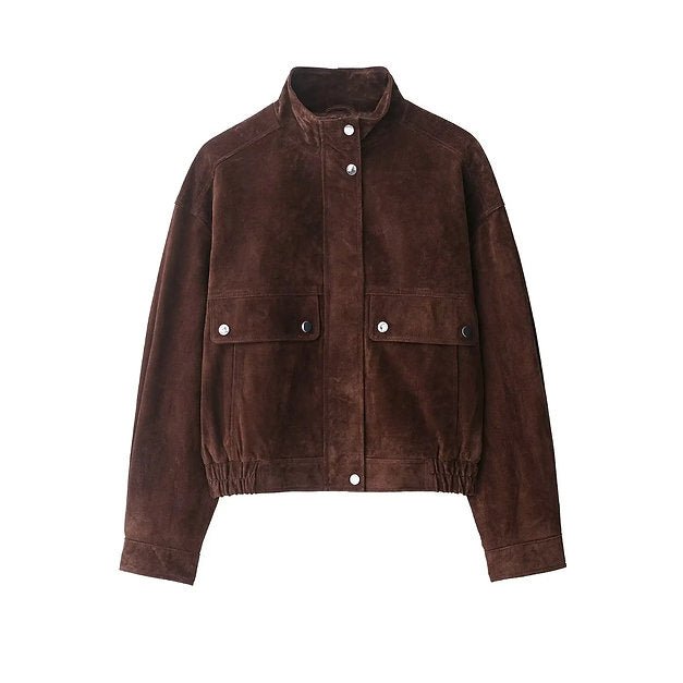 SOKYND Rachel Wide Shoulder Suede Jacket JacketSOKYND-183191-BRO-S-24183BrownS
