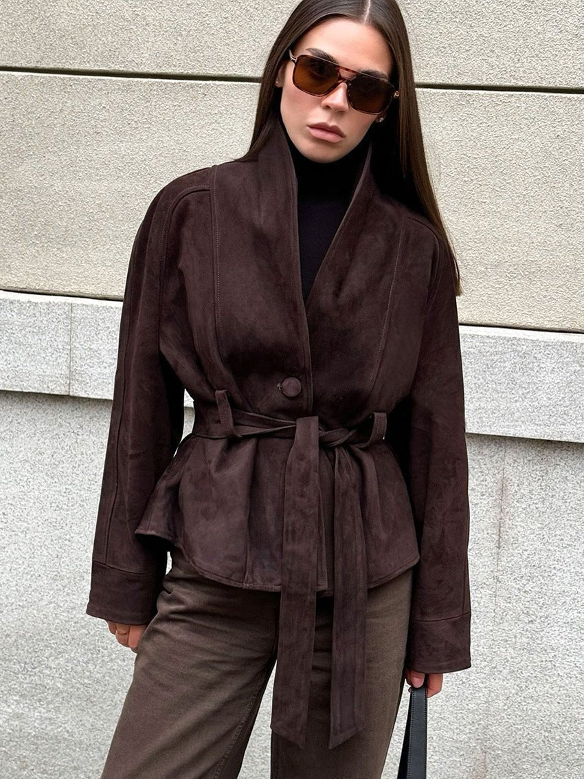 SOKYND Rebecca Belted Suede Trench Coat CoatSOKYND-557271-BRO-XS-31543BrownXS