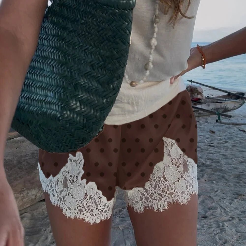 SOKYND Riona Polka Dot Lace Trim Shorts ShortsSOKYND-545367-WHI-S-49751White RedS
