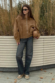 Rose Veste détendue zippée en suède