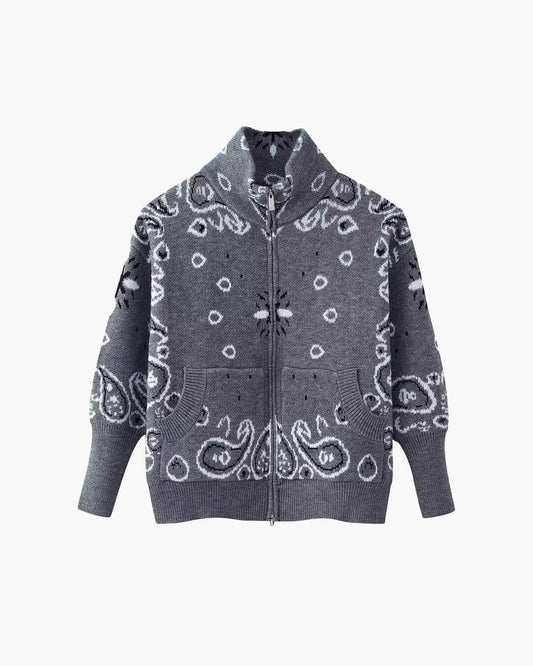 Ruth Paisley Zip-Up Knit Jacket