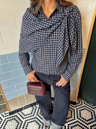 Chemise Sabrina à nouer style foulard à carreaux