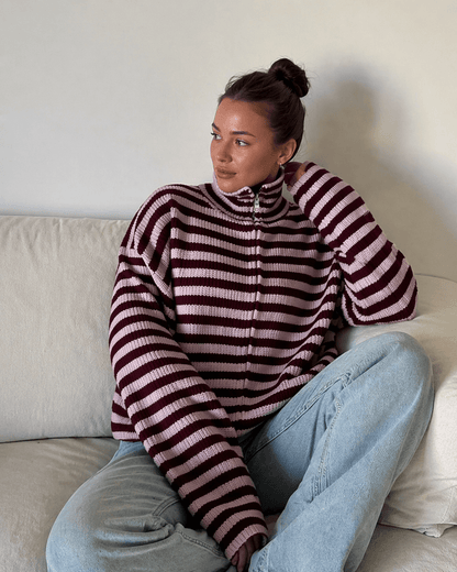 SOKYND Sarah Striped High-Neck Knit Sweater SweaterSOKYND-932951-PIN-S-89143PinkS