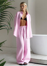 Ensemble d'intérieur Simona en coton, chemise boutonnée et pantalon large