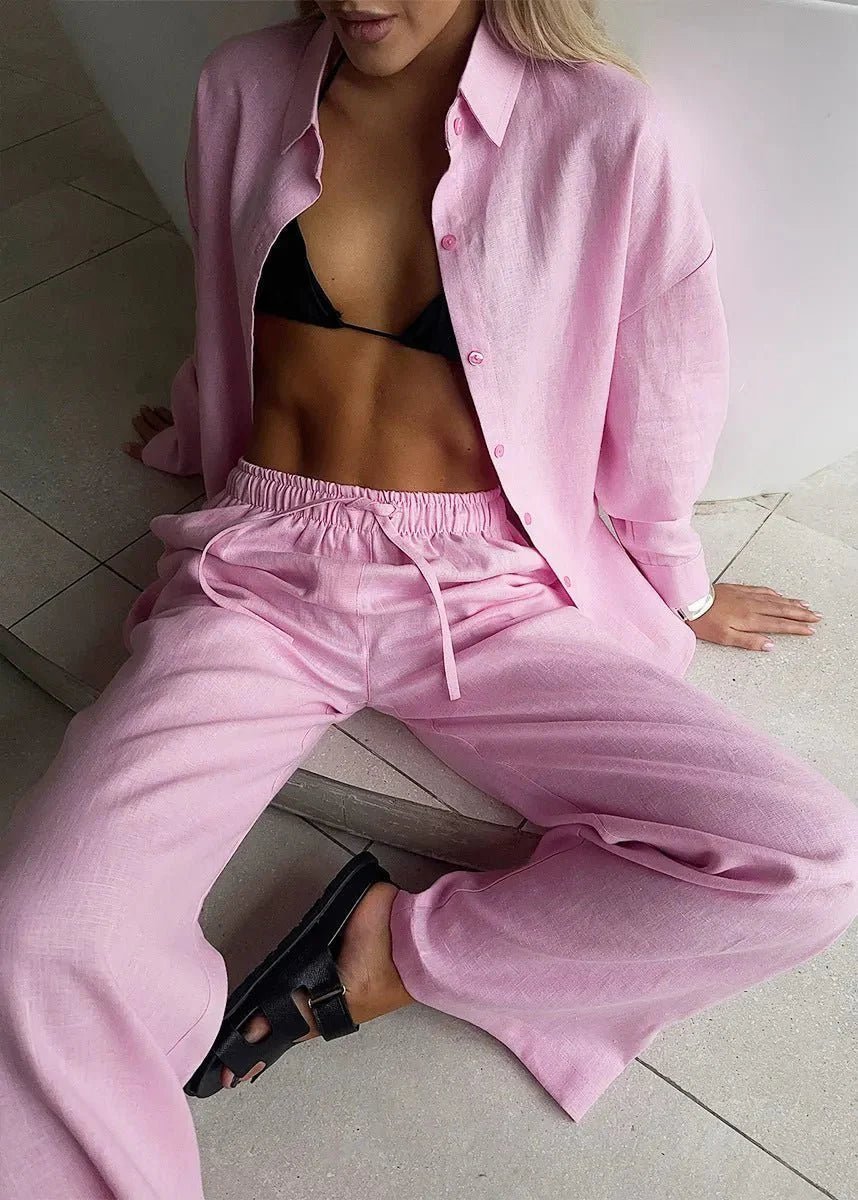 SOKYND Simona Cotton Lounge Set Button-Up Wide Pants Matching SetsSOKYND-463703-DEF-L-25975L