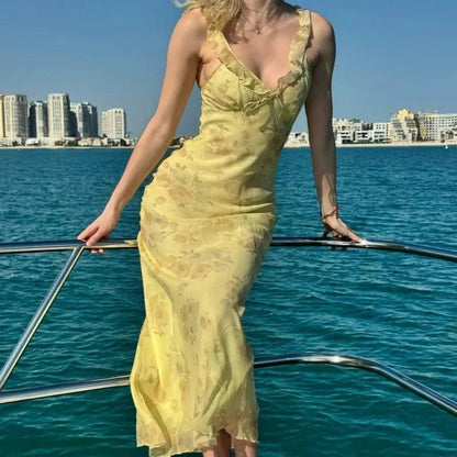 SOKYND Sylvie Floral Plunge Maxi Dress DressesSOKYND-816599-YEL-XS-05271YellowXS