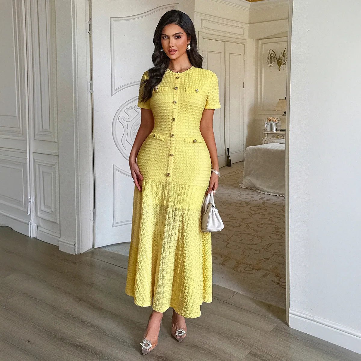 SOKYND Teresa Bodycon Flared Midi Dress DressSOKYND-522263-YEL-S-50007YellowS