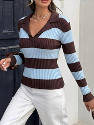 Pull polo Teresa à rayures