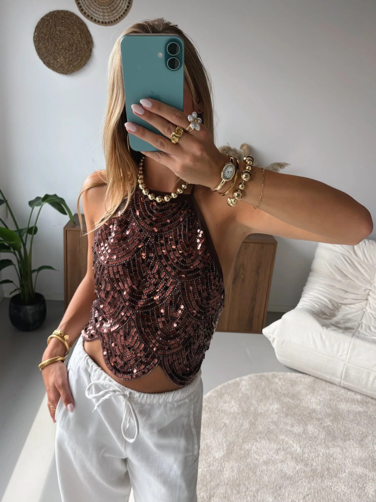 Top dos nu Jane à sequins