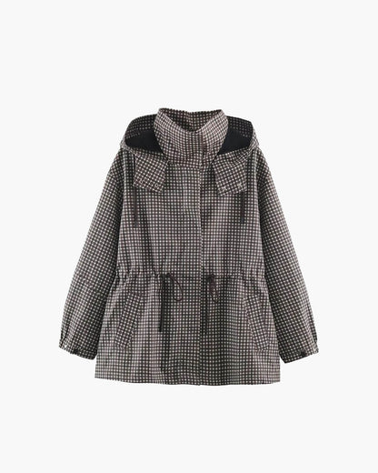 SOKYND Valerie Plaid Hooded Windbreaker Jacket JacketSOKYND-343511-XS-OS-75063XS