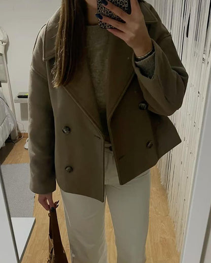 SOKYND Vannie Short Double - Breasted Coat Coats & Jacketsxd1772777205895270254GreenXS