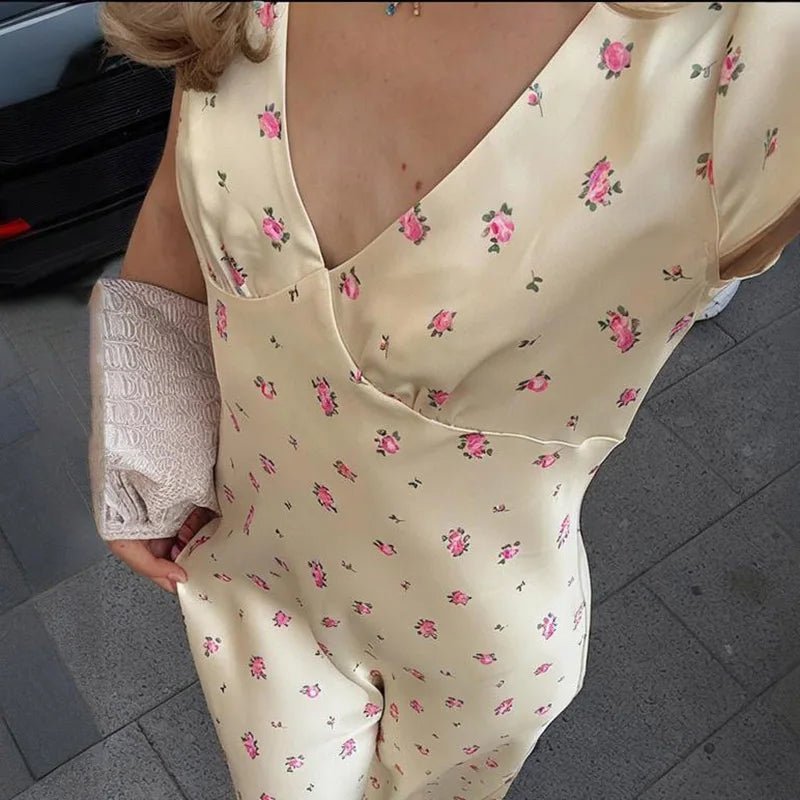 SOKYND Vera Printed Satin Midi Dress DressesIb1772777205906217939Beige FloralM