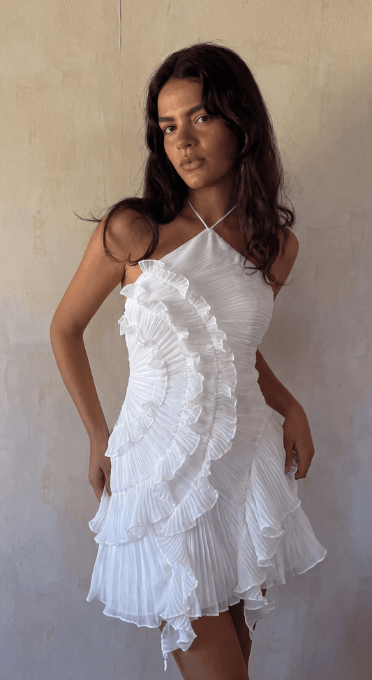SOKYND Vina Ruffle Mini Dress DressSOKYND-336279-WHI-S-77559WhiteS