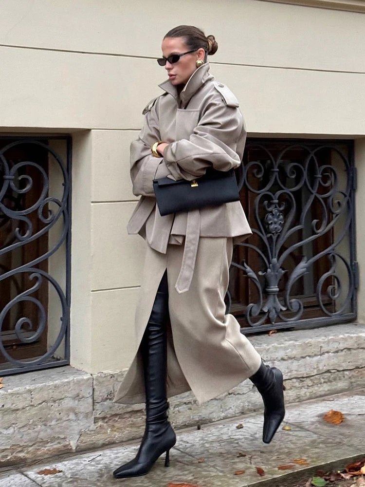 SOKYND Violy Belted Cropped Trench Coat Coats & JacketsrB1774219786680868221BeigeM