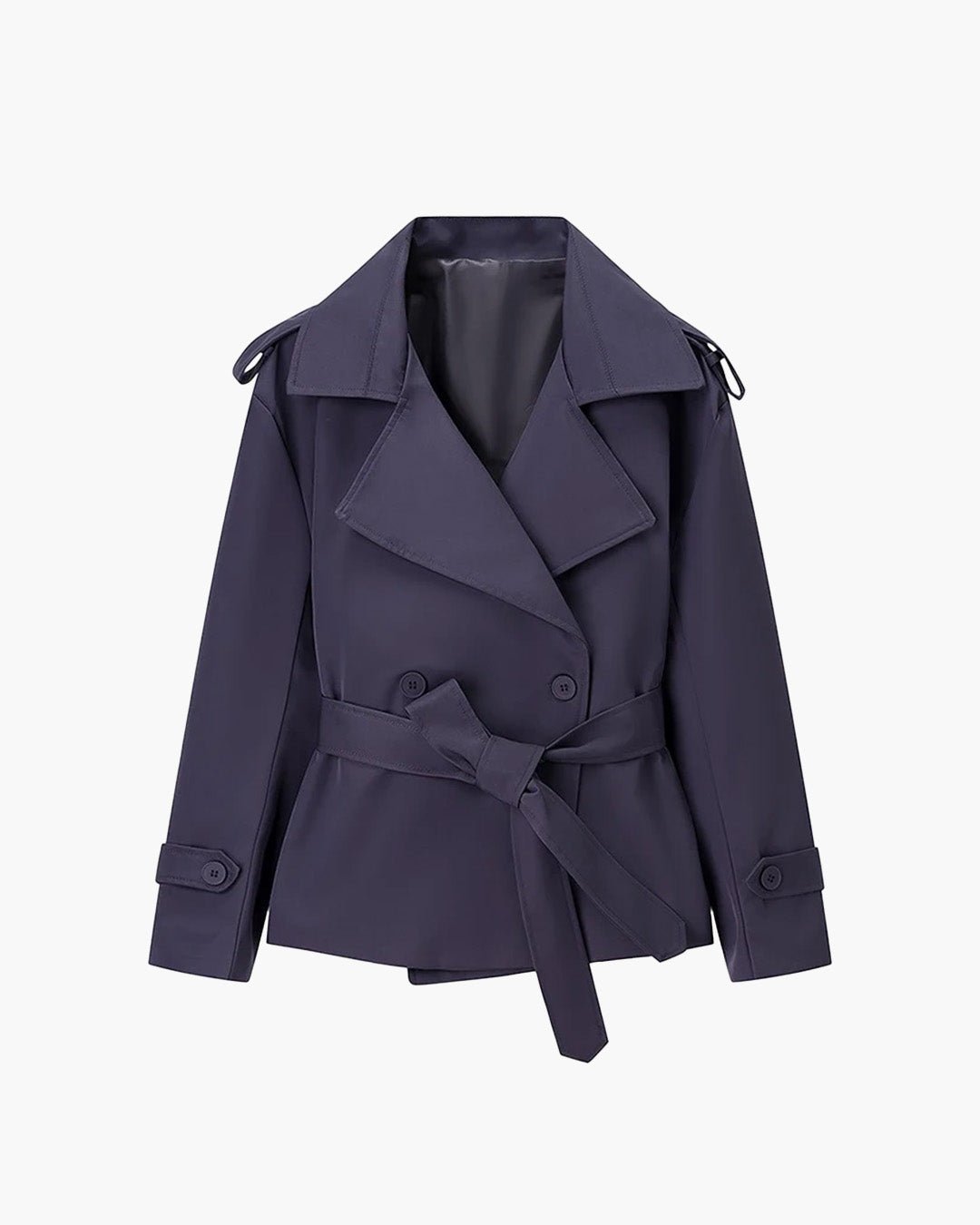 SOKYND Violy Belted Cropped Trench Coat Coats & JacketspP1774219786681113790Dark BlueS