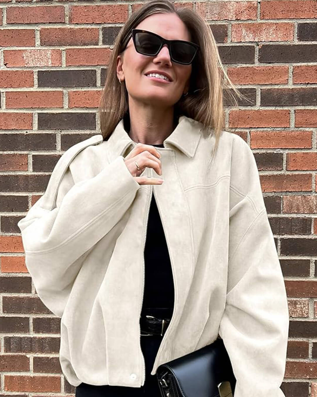 SOKYND Zelda Suede Bomber Jacket Coats & JacketsGX1767625273832695143CremeL