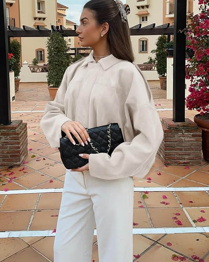 SOKYND Zelda Suede Bomber Jacket Coats & JacketsQz1767625273832561622CremeM