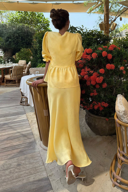 SOKYND Zinnia Tie - Front Ruffle Skirt Set Matching SetsYellowL