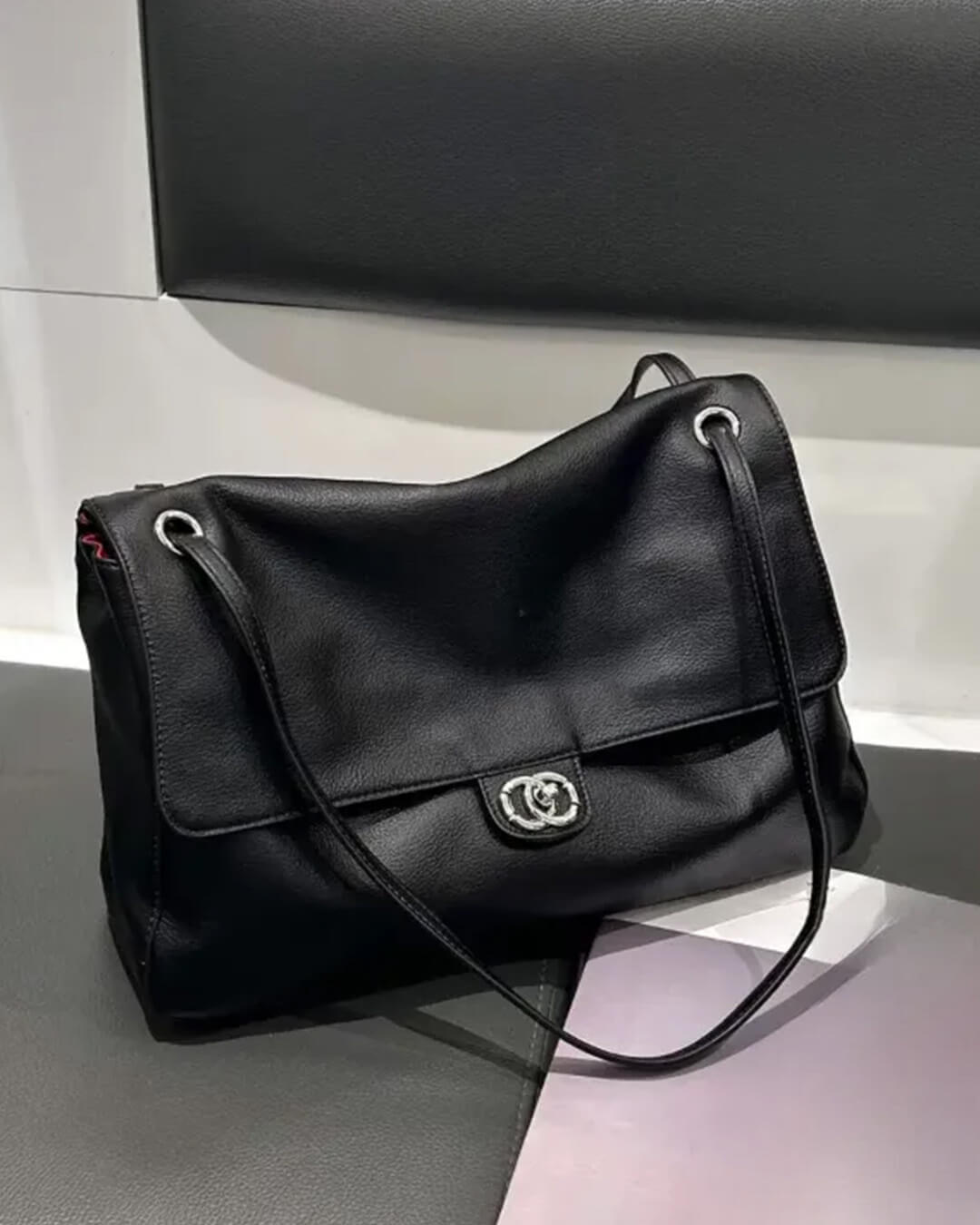 SOKYND Zoe Buckle Flap Shoulder Bag BagSOKYND-674839-BLA-36-22039Black36×24×11 cm